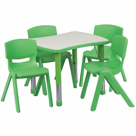 Flash Furniture Rectangle Activity Table, Plastic, Steel, Grey YU-YCY-098-0034-RECT-TBL-GREEN-GG