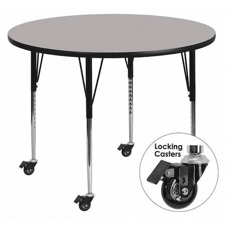 Flash Furniture Round Activity Table, Laminate, Grey XU-A60-RND-GY-T-A-CAS-GG