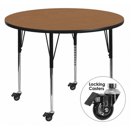 Flash Furniture Round Activity Table, Laminate, Wood Grain XU-A60-RND-OAK-T-A-CAS-GG