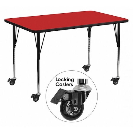 Flash Furniture Rectangle Activity Table, Laminate, Red XU-A2448-REC-RED-H-A-CAS-GG