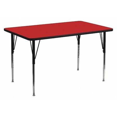 Flash Furniture Rectangle Activity Table, 24" W, 48" L, 30.25" H, Laminate, Red XU-A2448-REC-RED-H-A-GG