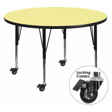 Flash Furniture Round Activity Table, Laminate, Yellow XU-A60-RND-YEL-T-P-CAS-GG