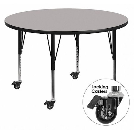 Flash Furniture Round Actvity Table, Round, Gray, Lckng Cstrs, 42", Laminate, Grey XU-A42-RND-GY-T-P-CAS-GG