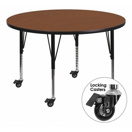 Flash Furniture Round Activity Table, Laminate, Wood Grain XU-A48-RND-OAK-H-P-CAS-GG
