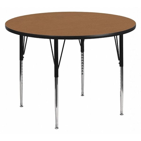 Flash Furniture Round Activity Table, Chrome, Laminate, Particleboard, Steel, Wood Grain XU-A48-RND-OAK-T-A-GG