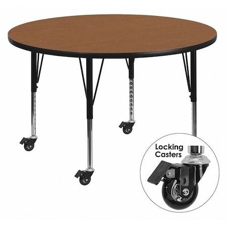 Flash Furniture Round Activity Table, Laminate, Wood Grain XU-A48-RND-OAK-T-P-CAS-GG