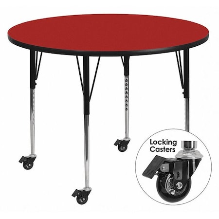 Flash Furniture Round Activity Table, 42" W, 42" L, 30.37" H, Laminate, Red XU-A42-RND-RED-T-A-CAS-GG