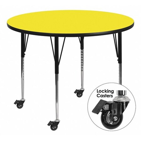 Flash Furniture Activity Table, Round, Yellow, 42" XU-A42-RND-YEL-H-A-CAS-GG