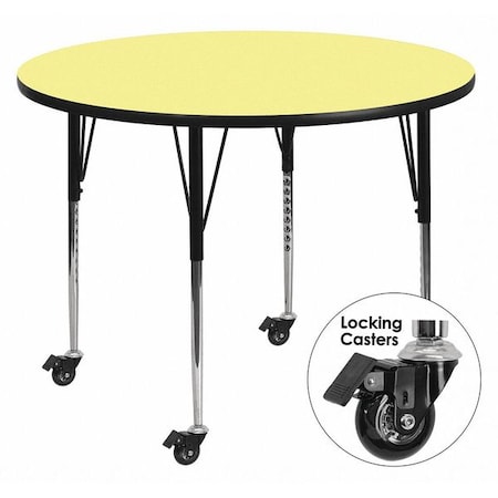 Flash Furniture Round Activity Table, Laminate, Yellow XU-A42-RND-YEL-T-A-CAS-GG