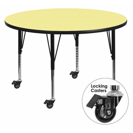 Flash Furniture Round Activity Table, Laminate, Yellow XU-A42-RND-YEL-T-P-CAS-GG