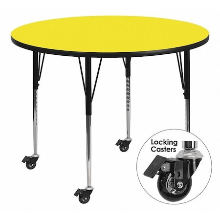 Flash Furniture Round Activity Table, Laminate, Yellow XU-A48-RND-YEL-H-A-CAS-GG