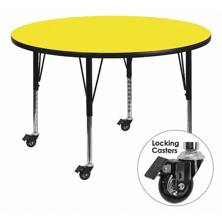 Flash Furniture Round Activity Table, Laminate, Yellow XU-A48-RND-YEL-H-P-CAS-GG