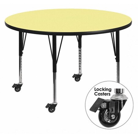 Flash Furniture Round Activity Table, Laminate, Yellow XU-A48-RND-YEL-T-P-CAS-GG