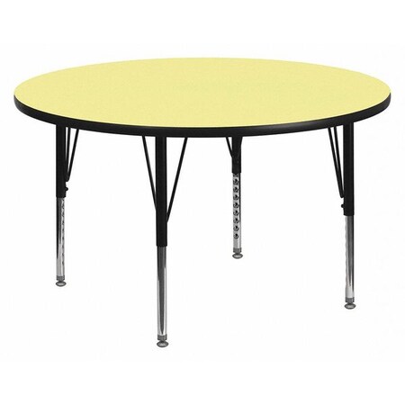 Flash Furniture Round Activity Table, 48" W, 48" L, 25.125" H, Laminate, Yellow XU-A48-RND-YEL-T-P-GG