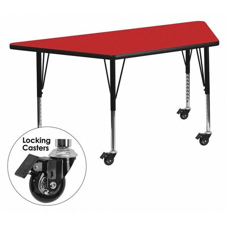 Flash Furniture Trapezoid Activity Table, Chrome, Laminate, Particleboard, Steel, Red XU-A2448-TRAP-RED-H-P-CAS-GG