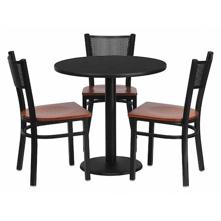 Flash Furniture Round Blk Lam Table, Rnd w/Cherry Seats, 30", Laminate Top, Wood Grain MD-0007-GG
