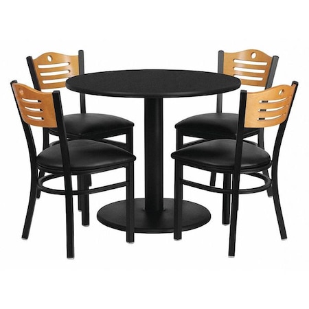 Flash Furniture Round Laminate Table, Laminate Top, Wood Grain MD-0009-GG