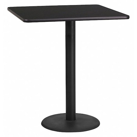 Flash Furniture Square Laminate Table, Laminate Top, Wood Grain XU-BLKTB-3636-TR24B-GG