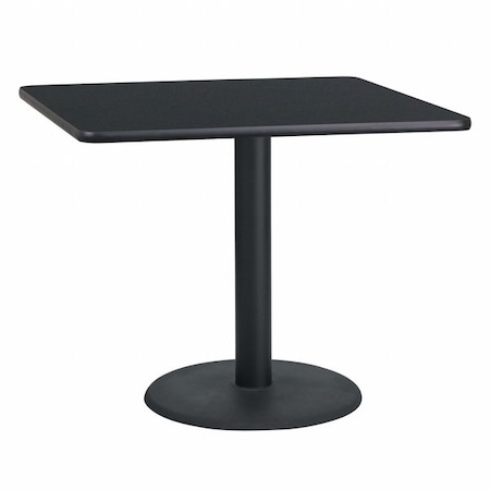Flash Furniture Square Laminate Table, Laminate Top, Wood Grain XU-BLKTB-3636-TR24-GG