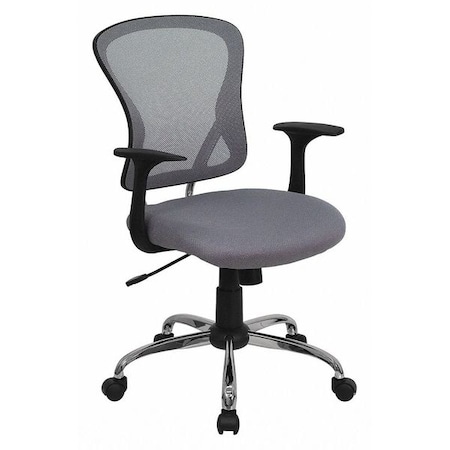 Flash Furniture Task Chair, 18" to 22", Fixed Arms, Gray H-8369F-GY-GG