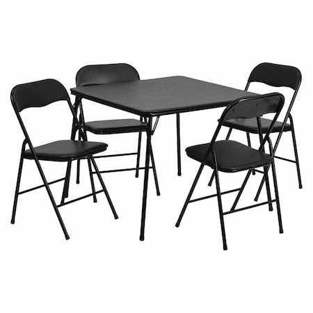Flash Furniture Square Folding Table, 33.5" W, 33.5" L, 27.75" H, Vinyl Top, Black JB-1-GG