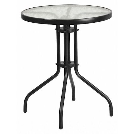 Flash Furniture Bellamy 23.75'' Round Tempered Glass Metal Table TLH-070-1-GG