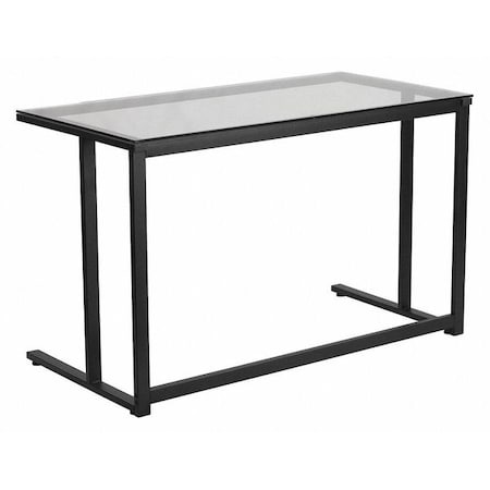 Flash Furniture Glass Desk Glass Top Desk w/Black Pedestal Frame, 23-1/2" D X 29-1/4" H, 47-1/4" W X Glass NAN-WK-055-GG