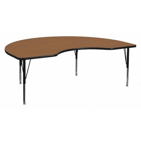 Flash Furniture Kidney Activity Table, 48" W, 96" L, 25.125" H, Laminate, Wood Grain XU-A4896-KIDNY-OAK-T-P-GG