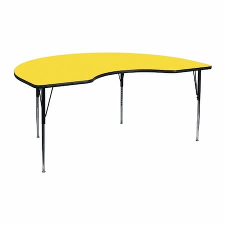 Flash Furniture Kidney Activity Table, Laminate, Yellow XU-A4872-KIDNY-YEL-H-A-GG