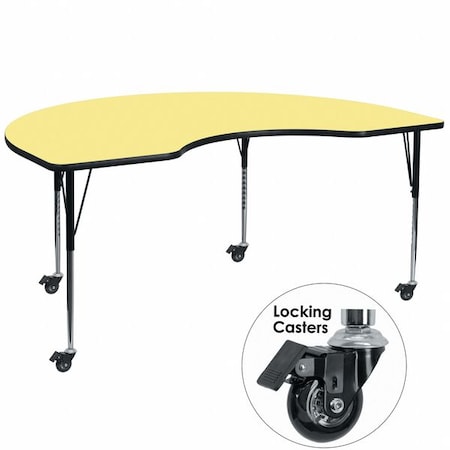 Flash Furniture Kidney Activity Table, Laminate, Yellow XU-A4872-KIDNY-YEL-T-A-CAS-GG