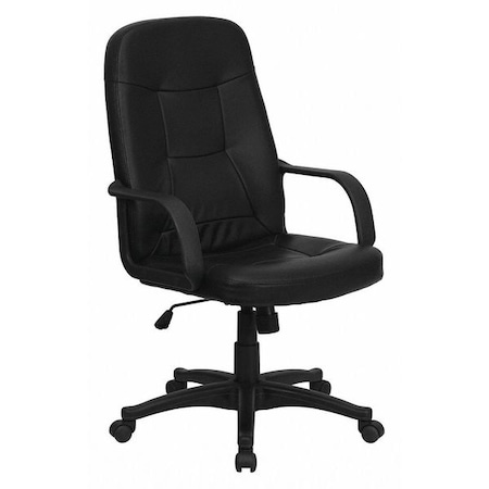 Flash Furniture Contemporary Chair High Back Exec Chair w/Arms, Black, 17" to 21" Height, Vinyl, Black H8021-GG
