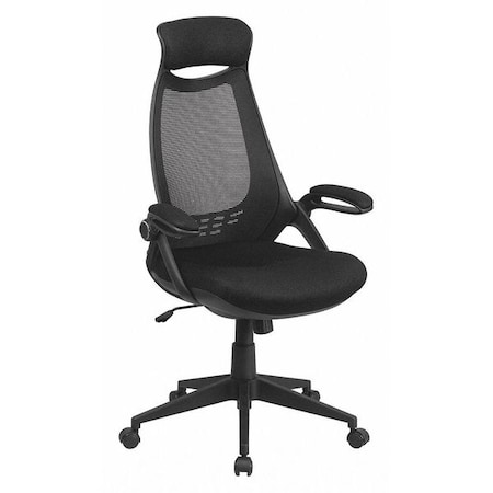 Flash Furniture Contemporary Chair High Back Exec Mesh Chair, Black, Adjustable Arms, 18-1/2" to 21" Height, Mesh HL-0018-GG