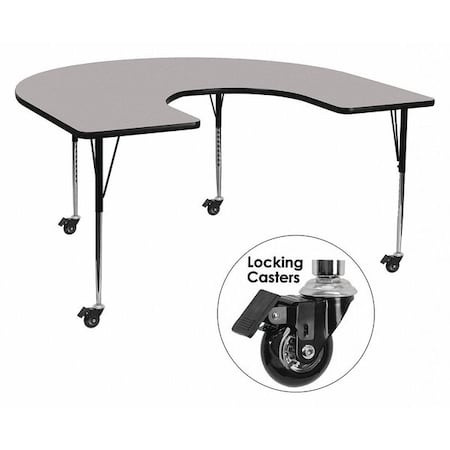 Flash Furniture Horseshoe Activity Table, Laminate, Grey XU-A6066-HRSE-GY-T-A-CAS-GG