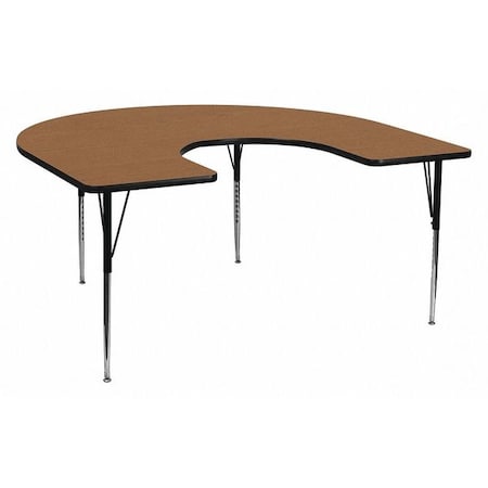 Flash Furniture Horseshoe Activity Table, Chrome, Laminate, Particleboard, Steel, Wood Grain XU-A6066-HRSE-OAK-T-A-GG