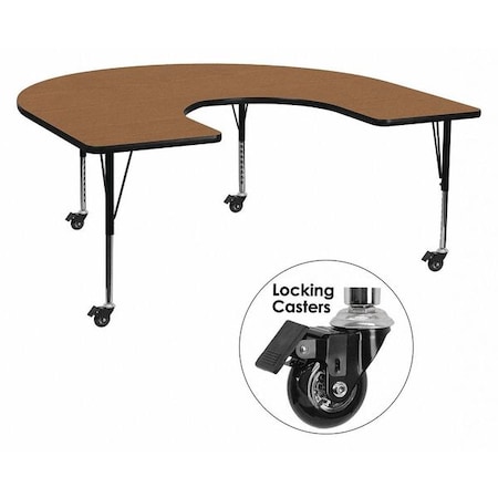Flash Furniture Horseshoe Activity Table, Laminate, Wood Grain XU-A6066-HRSE-OAK-T-P-CAS-GG