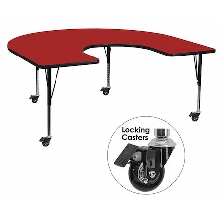Flash Furniture Horseshoe Activity Table, Laminate, Red XU-A6066-HRSE-RED-T-P-CAS-GG