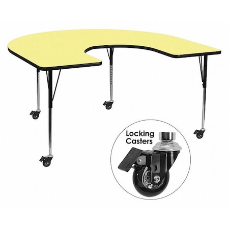 Flash Furniture Horseshoe Activity Table, Laminate, Yellow XU-A6066-HRSE-YEL-T-A-CAS-GG