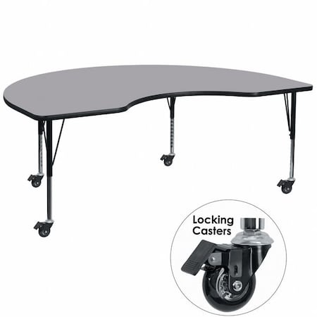 Flash Furniture Kidney Activity Table, Laminate, Grey XU-A4896-KIDNY-GY-H-P-CAS-GG