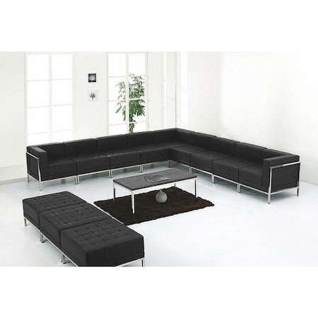 Flash Furniture HERCULES Imagination Series Black LeatherSoft Sectional & Ottoman Set with Ganging Clips, 12 Pieces ZB-IMAG-SET18-GG