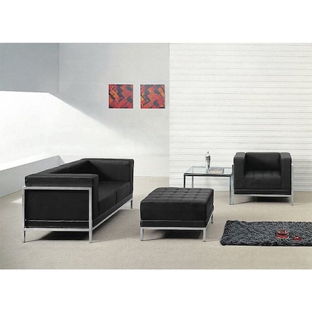 Flash Furniture HERCULES Imagination Series Black LeatherSoft Loveseat, Chair & Ottoman Set with Ganging Clips ZB-IMAG-SET11-GG