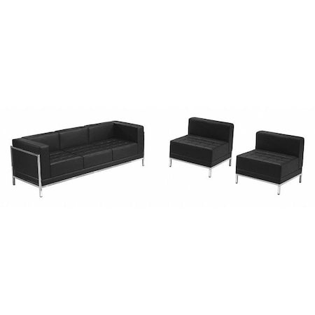 Flash Furniture HERCULES Imagination Series Black LeatherSoft Sofa & Chair Set with Ganging Clips ZB-IMAG-SET13-GG