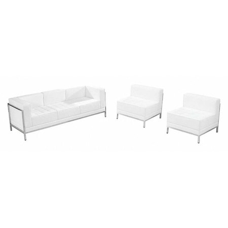 Flash Furniture HERCULES Imagination Series Melrose White LeatherSoft Sofa & Chair Set with Ganging Clips ZB-IMAG-SET13-WH-GG