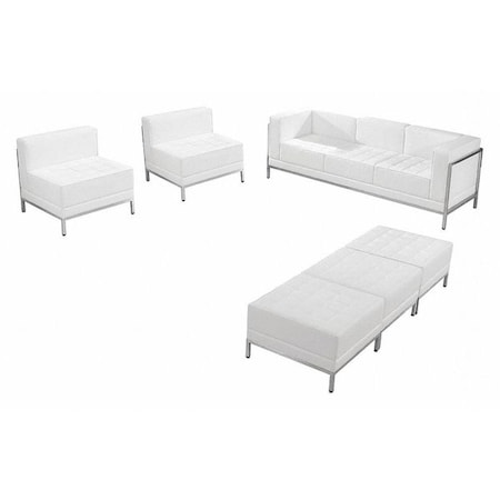 Flash Furniture HERCULES Imagination Series Melrose White LeatherSoft Sofa, Chair & Ottoman Set with Ganging Clips ZB-IMAG-SET20-WH-GG