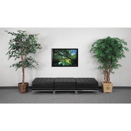 Flash Furniture HERCULES Imagination Series Black LeatherSoft Three Seat Bench with Ganging Clips ZB-IMAG-OTTO-3-GG