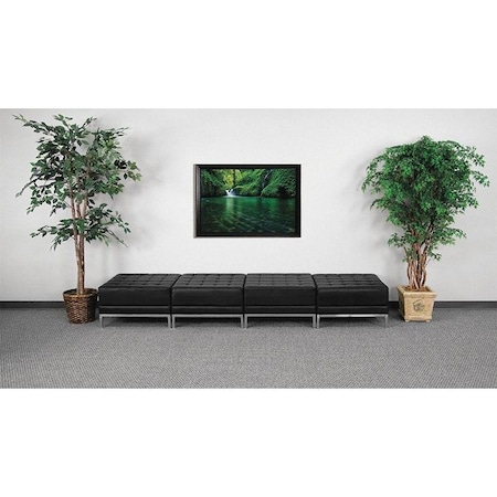 Flash Furniture HERCULES Imagination Series Black LeatherSoft Four Seat Bench with Ganging Clips ZB-IMAG-OTTO-4-GG