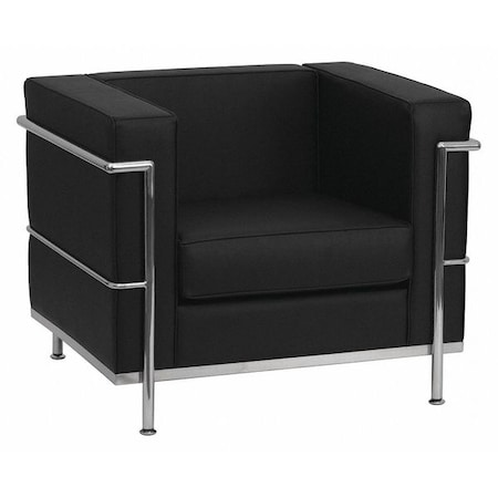 Flash Furniture Hercules Regal Chair, Black Back, 35 in W 28-1/2" L 27-1/2" H, Straight, Leather Seat ZB-REGAL-810-1-CHAIR-BK-GG