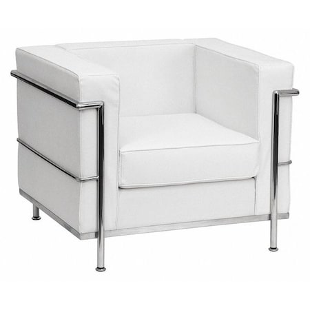 Flash Furniture Hercules Regal Chair, White Back, 35 in W 28-1/2" L 27-1/2" H, Straight, Leather Seat ZB-REGAL-810-1-CHAIR-WH-GG