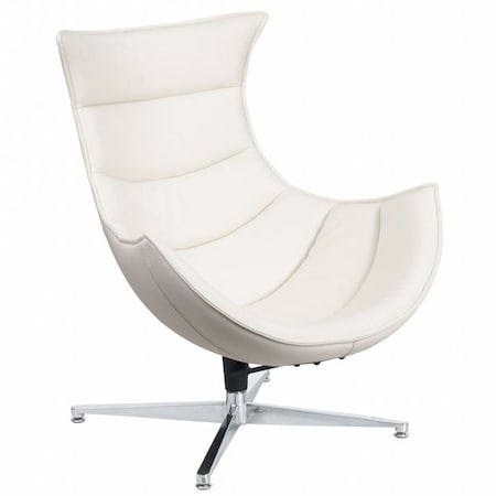 Flash Furniture Modern Cocoon Chair, White Back, 32 in W 37" L 38-1/4" H, Integrated Curved, Leather Seat ZB-32-GG