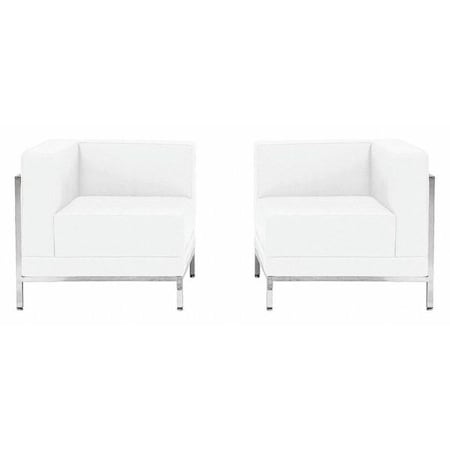 Flash Furniture Hercules Imagination Two Piece Corner Chair Set, Melrose White Seat, White Back, 28-1/2 in W Track ZB-IMAG-SET10-WH-GG