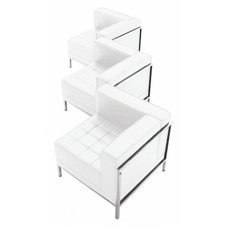Flash Furniture Hercules Imagination Three Piece Corner Chair Set, Melrose White Seat, White Back, 28.5 W 28-1/2" L ZB-IMAG-SET4-WH-GG